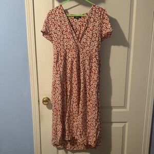 Madewell Red Floral Midi Dress